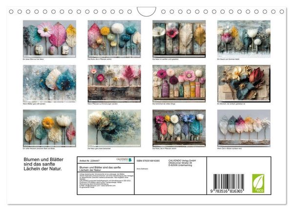 Produktbild: Blumen und Bl&auml;tter sind das sanfte L&auml;cheln der Natur. (Wandkalender 2027 DIN A4 quer), CALVENDO Monatskalender