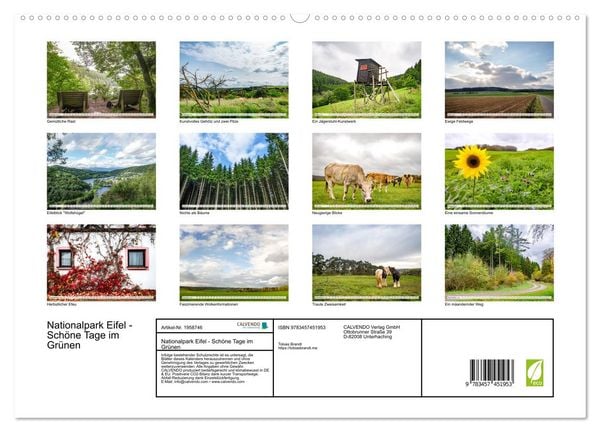 Produktbild: Nationalpark Eifel - Sch&ouml;ne Tage im Gr&uuml;nen (hochwertiger Premium Wandkalender 2026 DIN A2 quer), Kunstdruck in Hochglanz