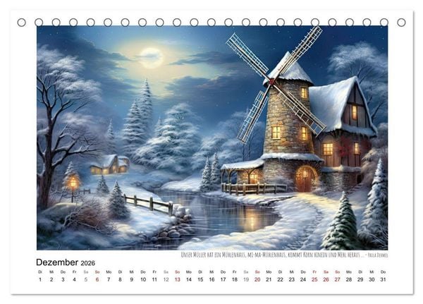 Produktbild: Windm&uuml;hlenzauber (Tischkalender 2026 DIN A5 quer), CALVENDO Monatskalender