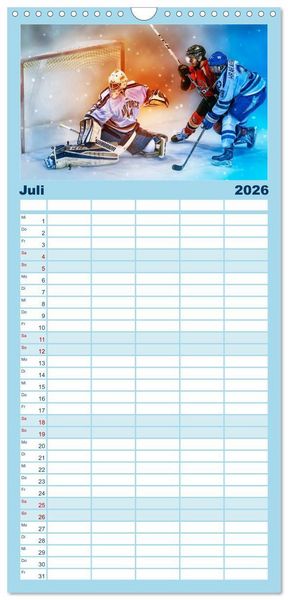 Produktbild: Familienplaner 2026 - Eishockey - Fight mit 5 Spalten (Wandkalender, 21 x 45 cm) CALVENDO