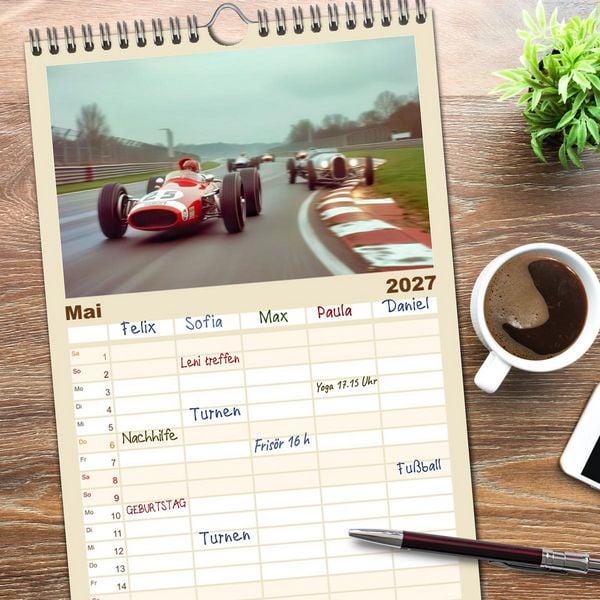 Produktbild: Familienplaner 2027 - Formel 1 in den sechziger Jahren mit 5 Spalten (Wandkalender, 21 x 45 cm) CALVENDO