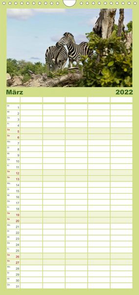 Produktbild: Familienplaner Zebras - Faszination der Wildnis (Wandkalender 2022 , 21 cm x 45 cm, hoch)