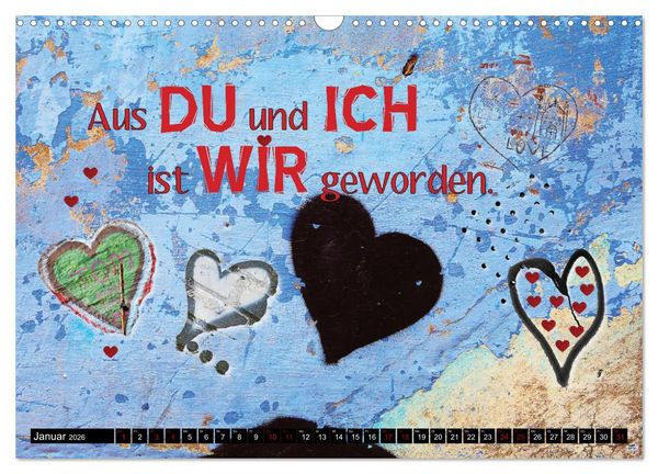 Produktbild: Herzig Liebesbotschaften (Wandkalender 2026 DIN A3 quer), CALVENDO Monatskalender