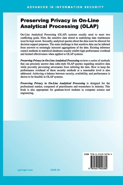 Produktbild: Preserving Privacy in On-Line Analytical Processing (OLAP)