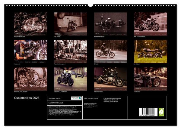 Produktbild: Custombikes 2026 (hochwertiger Premium Wandkalender 2026 DIN A2 quer), Kunstdruck in Hochglanz