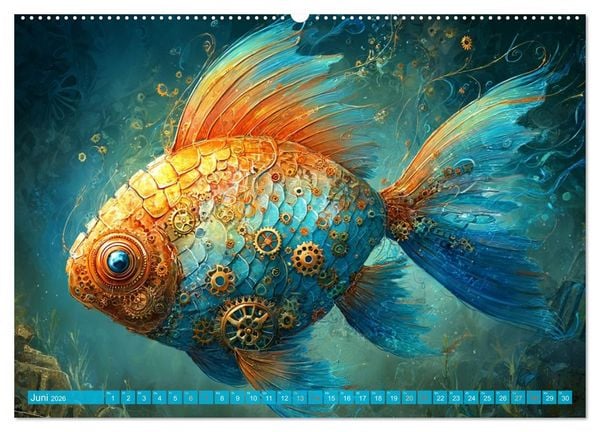 Produktbild: Aqua Mechanica &ndash; Steampunk unter dem Meer (hochwertiger Premium Wandkalender 2026 DIN A2 quer), Kunstdruck in Hochglanz