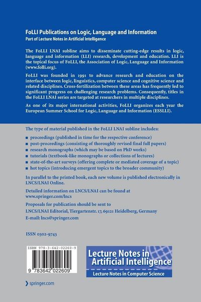 Produktbild: Logic, Language, Information and Computation