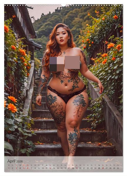 Produktbild: Verf&uuml;hrerische Momente - Kurven und Tattoos (hochwertiger Premium Wandkalender 2026 DIN A2 hoch), Kunstdruck in Hochglanz