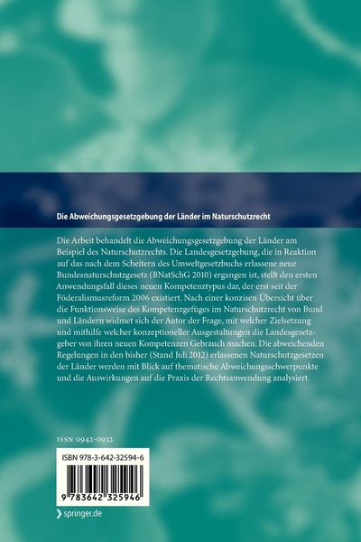 Produktbild: Die Abweichungsgesetzgebung der L&auml;nder im Naturschutzrecht