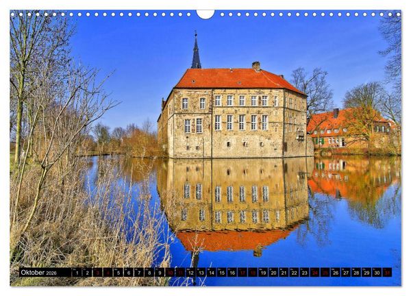 Produktbild: M&uuml;nsterland Romantik - Romantische Schl&ouml;sser und Wasserburgen (Wandkalender 2026 DIN A3 quer), CALVENDO Monatskalender