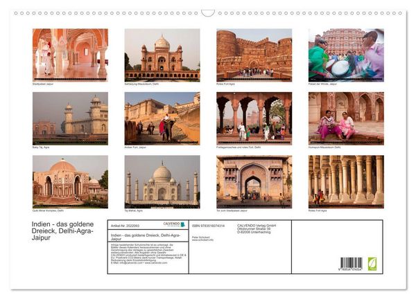 Produktbild: Indien - das goldene Dreieck, Delhi-Agra-Jaipur (Wandkalender 2026 DIN A2 quer), CALVENDO Monatskalender