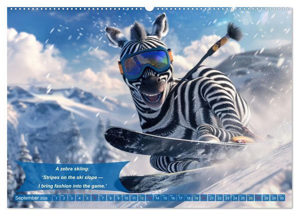 Produktbild: Funny charming animals as skiers (High Quality Premium Wall Calendar 2026 DIN A2 landscape),CALVENDO 12 Month Wall Calendar
