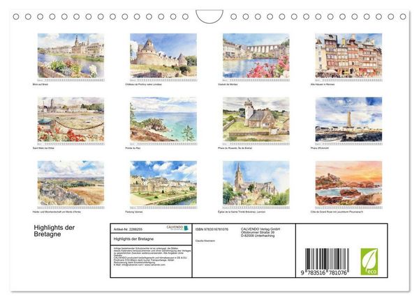 Produktbild: Highlights der Bretagne (Wandkalender 2027 DIN A4 quer), CALVENDO Monatskalender