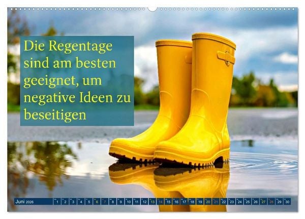 Produktbild: Regenmomente &ndash; Spr&uuml;che f&uuml;r graue Tage (hochwertiger Premium Wandkalender 2026 DIN A2 quer), Kunstdruck in Hochglanz