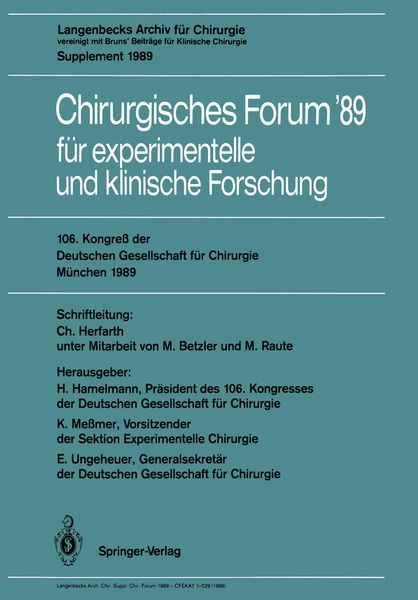 106. Kongreß der Deutschen Gesellschaft für Chirurgie München, 29. März — 1. April 1989, Taschenbuch von , Springer Berlin, 9783540508984