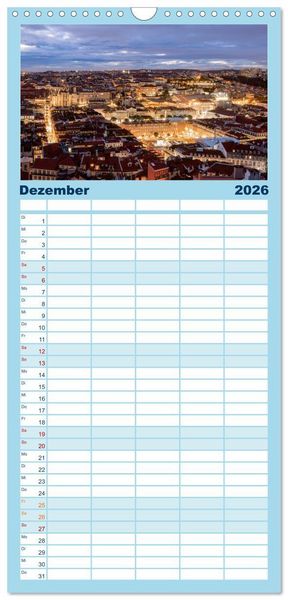 Produktbild: Familienplaner 2026 - Eine Stadt voller Charme - Lissabon mit 5 Spalten (Wandkalender, 21 x 45 cm) CALVENDO
