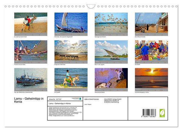Produktbild: Lamu - Geheimtipp in Kenia (Wandkalender 2026 DIN A3 quer), CALVENDO Monatskalender
