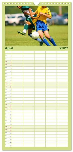 Produktbild: Familienplaner 2027 - Fu&szlig;ball - pure Leidenschaft mit 5 Spalten (Wandkalender, 21 x 45 cm) CALVENDO