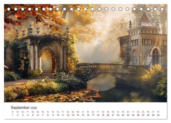 Produktbild: Verwunschene G&auml;rten - Eine Zeitreise (Tischkalender 2026 DIN A5 quer), CALVENDO Monatskalender