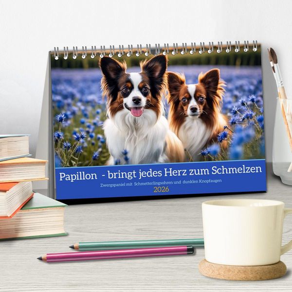 Produktbild: Papillon - bringt jedes Herz zum Schmelzen (Tischkalender 2026 DIN A5 quer), CALVENDO Monatskalender