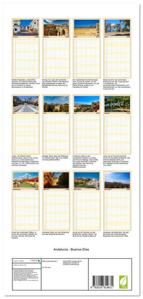 Produktbild: Familienplaner 2026 - Andaluc&iacute;a - Buenos D&iacute;as mit 5 Spalten (Wandkalender, 21 x 45 cm) CALVENDO