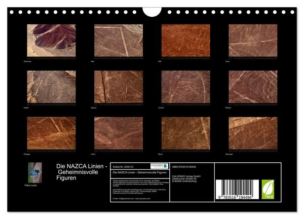 Produktbild: Die NAZCA Linien - Geheimnisvolle Figuren (Wandkalender 2026 DIN A4 quer), CALVENDO Monatskalender