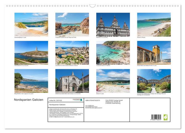 Produktbild: Nordspanien Galicien (Wandkalender 2026 DIN A2 quer), CALVENDO Monatskalender