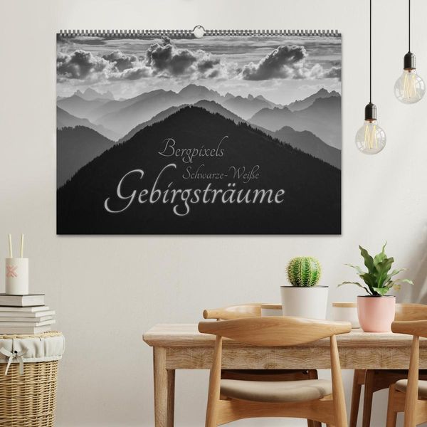 Produktbild: Bergpixels Schwarz-Wei&szlig;e Gebirgstr&auml;ume (Wandkalender 2026 DIN A2 quer), CALVENDO Monatskalender