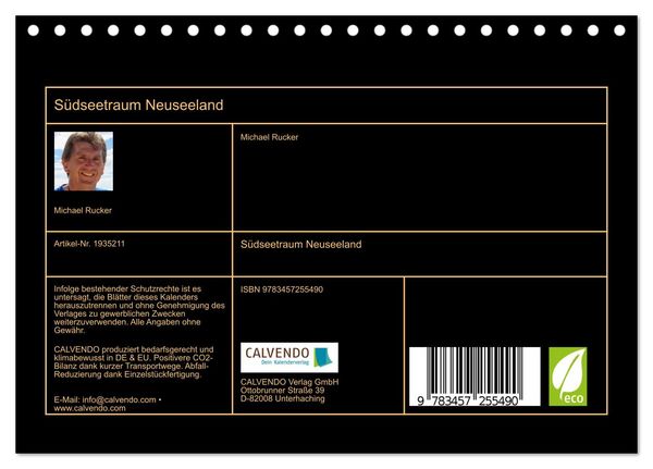 Produktbild: S&uuml;dseetraum Neuseeland (Tischkalender 2026 DIN A5 quer), CALVENDO Monatskalender