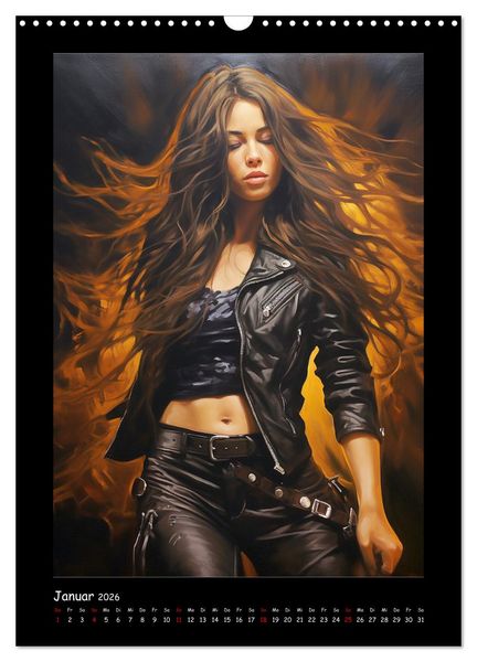 Produktbild: Heavy Metal-Queens. Wilde Rock- und Metal-Girl Paintings (Wandkalender 2026 DIN A3 hoch), CALVENDO Monatskalender