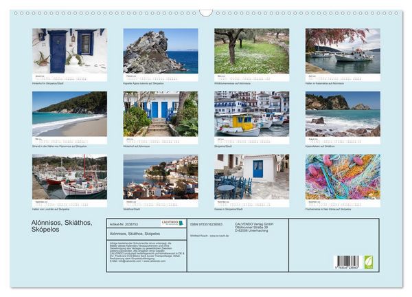 Produktbild: Al&oacute;nnisos, Ski&aacute;thos, Sk&oacute;pelos (Wandkalender 2026 DIN A2 quer), CALVENDO Monatskalender