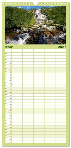 Produktbild: Familienplaner 2027 - Norwegen PUR mit 5 Spalten (Wandkalender, 21 x 45 cm) CALVENDO