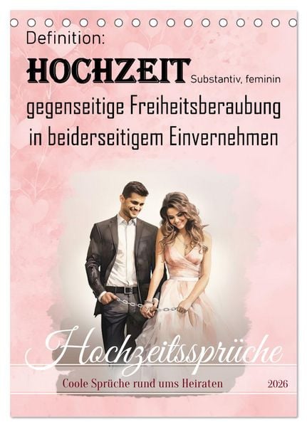 Produktbild: Hochzeitsspr&uuml;che (Tischkalender 2026 DIN A5 hoch), CALVENDO Monatskalender