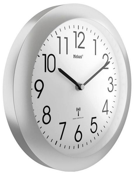 Produktbild: Mebus 52451 Funk Wanduhr 25cm x 40mm Silber