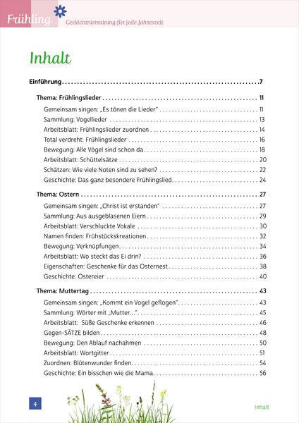 Produktbild: Ged&auml;chtnistraining Senioren - Ged&auml;chtnistraining f&uuml;r jede Jahreszeit: Fr&uuml;hling. Spielerisches Ged&auml;chtnistraining f&uuml;r Senioren. Auch mit Demenz.