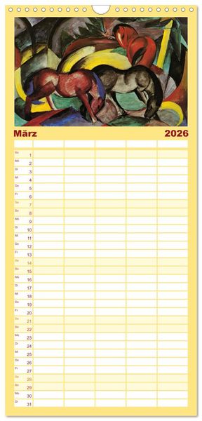 Produktbild: Familienplaner 2026 - Expressionistische Tierwelten mit 5 Spalten (Wandkalender, 21 x 45 cm) CALVENDO