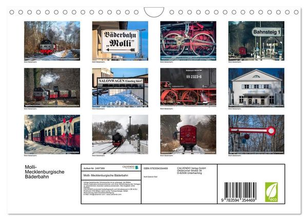Produktbild: Molli- Mecklenburgische B&auml;derbahn (Wandkalender 2027 DIN A4 quer), CALVENDO Monatskalender