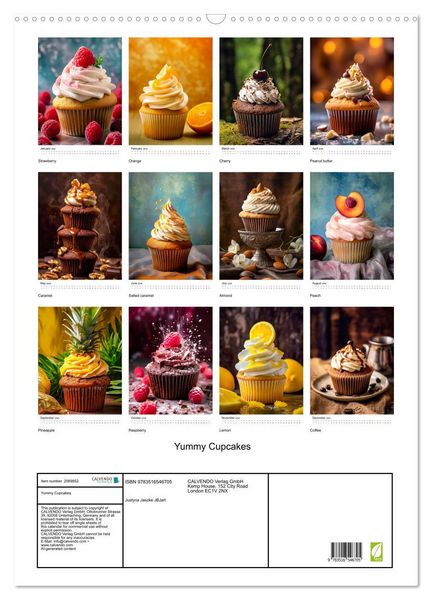Produktbild: Yummy Cupcakes (Wall Calendar 2026 DIN A2 portrait), CALVENDO 12 Month Wall Calendar