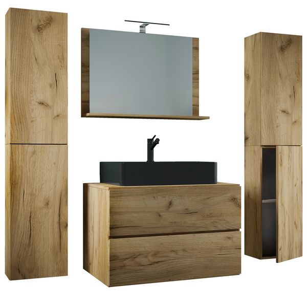Produktbild: 5-tlg Waschtisch Badm&ouml;bel 80cm Lendas XL Schublade