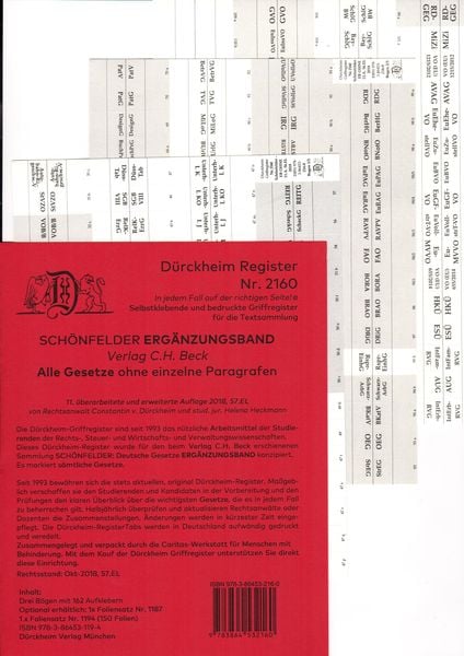 Produktbild: D&uuml;rckheimRegister&reg; HABERSACK Erg&auml;nzungsband nur Gesetze (Akronyme)