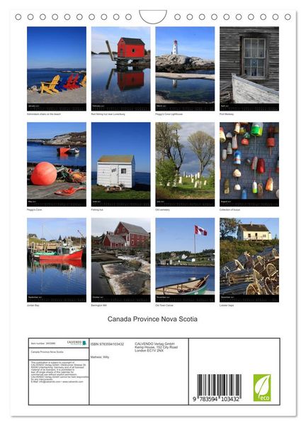 Produktbild: Canada Province Nova Scotia (Wall Calendar 2027 DIN A4 portrait), CALVENDO 12 Month Wall Calendar