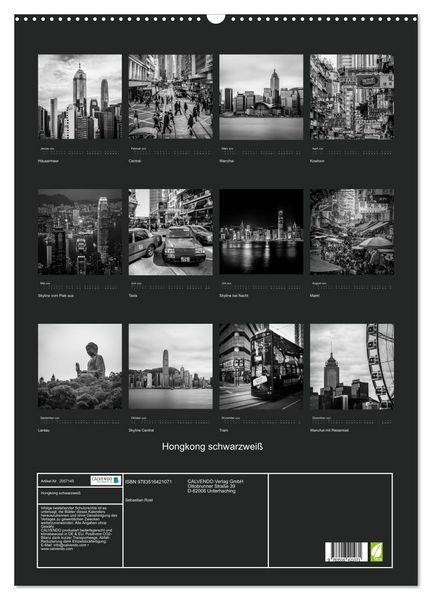 Produktbild: Hongkong schwarzwei&szlig; (Wandkalender 2026 DIN A2 hoch), CALVENDO Monatskalender