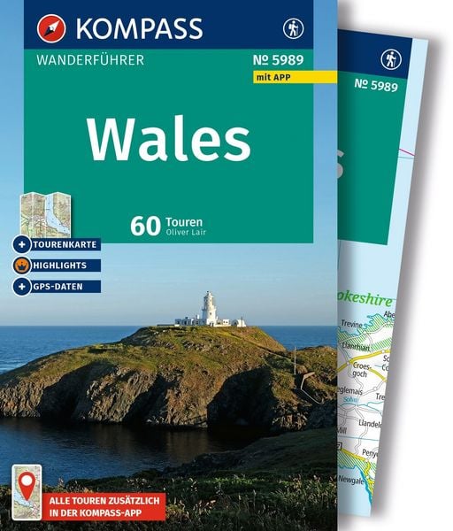 Produktbild: KOMPASS Wanderf&uuml;hrer Wales, 60 Touren mit Extra-Tourenkarte