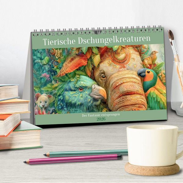 Produktbild: Tierische Dschungelkreaturen - Der Fantasie entsprungen (Tischkalender 2026 DIN A5 quer), CALVENDO Monatskalender