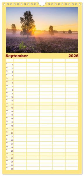 Produktbild: Familienplaner 2026 - Sonnige Augenblicke mit 5 Spalten (Wandkalender, 21 x 45 cm) CALVENDO