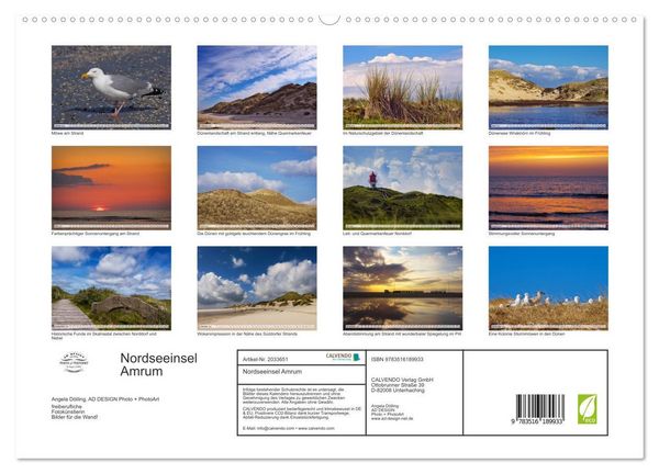 Produktbild: Nordseeinsel Amrum (hochwertiger Premium Wandkalender 2026 DIN A2 quer), Kunstdruck in Hochglanz