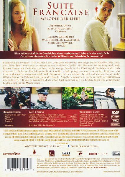 Suite Francaise Melodie der Liebe von Saul Dibb DVD