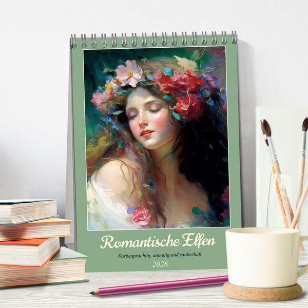 Produktbild: Romantische Elfen. Farbenpr&auml;chtig, anmutig und zauberhaft (Tischkalender 2026 DIN A5 hoch), CALVENDO Monatskalender