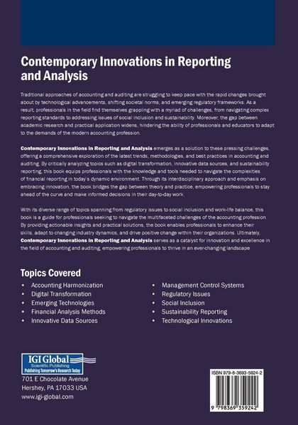 Produktbild: Contemporary Innovations in Reporting and Analysis