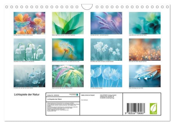 Produktbild: Lichtspiele der Natur (Wandkalender 2027 DIN A4 quer), CALVENDO Monatskalender